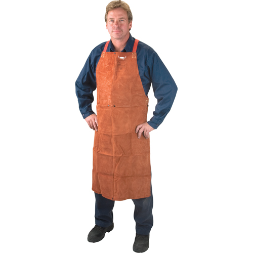 Leather Apron, Bib, 48" L, Lava Brown NRZ Safety Inc.