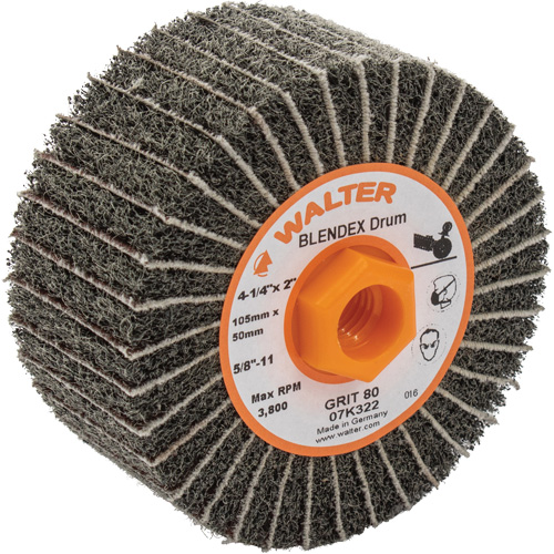 Two-In-One Finishing Drums, 4-1/4" Dia. x 2" W, 5/8"-11 Arbor, 80 Grit NRZ Safety Inc.