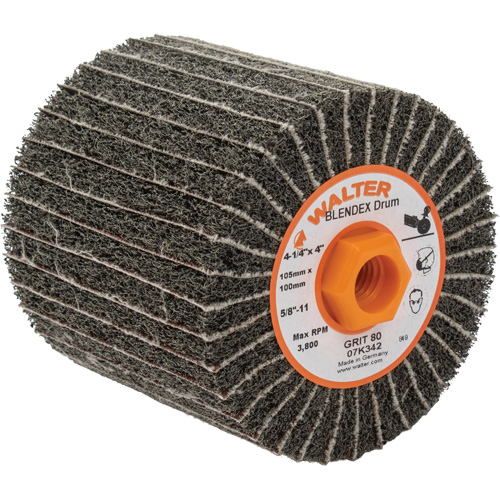 Two-In-One Finishing Drums, 4-1/4" Dia. x 4" W, 5/8"-11 Arbor, 80 Grit NRZ Safety Inc.