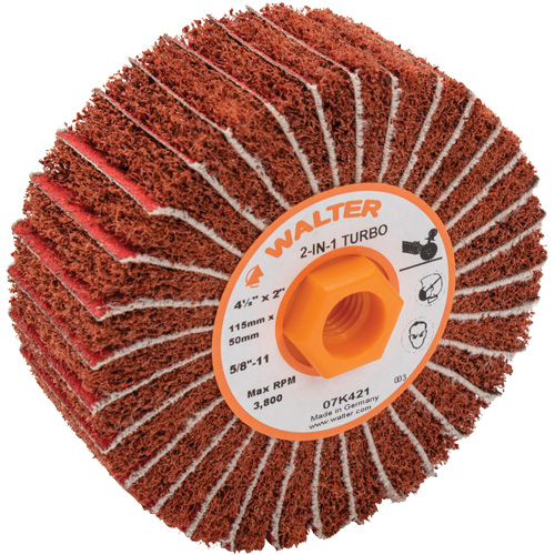Two-In-One Turbo Drums, 4-1/2" Dia. x 2" W, 5/8"-11 Arbor, 60 Grit NRZ Safety Inc.