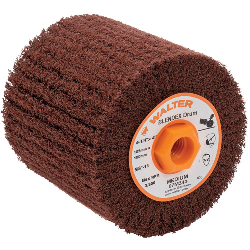 Blendex Surface Conditioning Drum, 4-1/4" Dia. x 4" W, 5/8"-11 Arbor, Medium Grit NRZ Safety Inc.