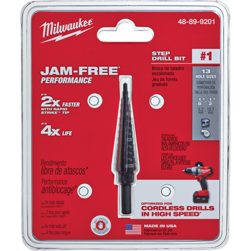 Foret &eacute;tag&eacute; no 1, 1/8" - 1/2", Incr&eacute;ments de 1/32", Acier rapide NRZ Safety Inc.