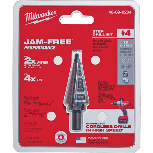 Foret &eacute;tag&eacute; no 4, 3/16" - 7/8", Incr&eacute;ments de 1/16", Acier rapide NRZ Safety Inc.