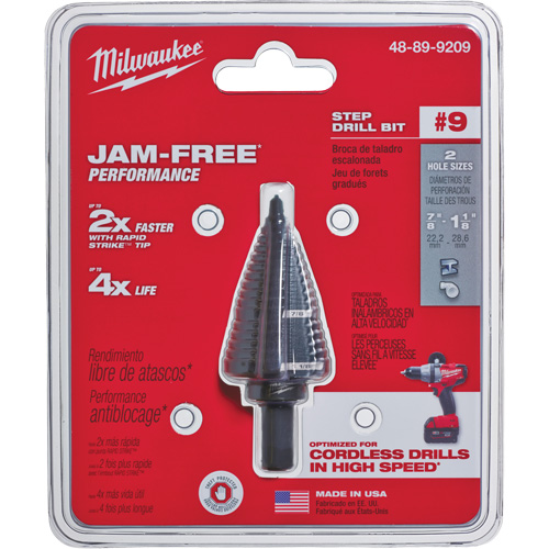 #9 Step Drill Bit, 7/8" - 1-1/8" , High Speed Steel NRZ Safety Inc.