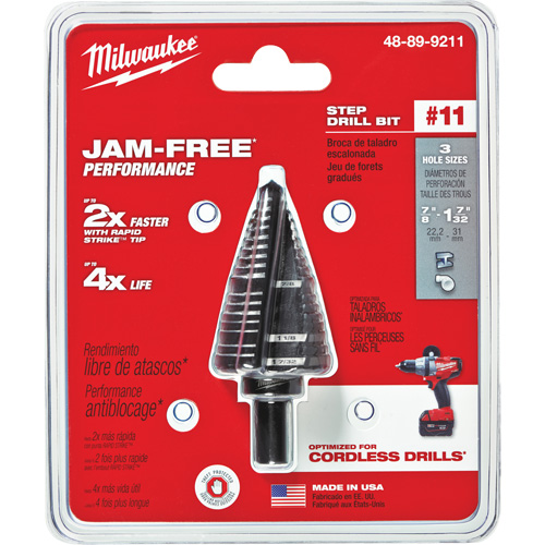 #11 Step Drill Bit, 7/8" - 1-7/32" , High Speed Steel NRZ Safety Inc.