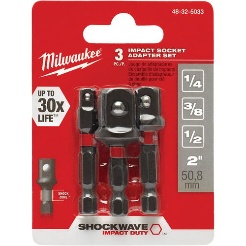 Jeu d'adaptateur de douilles &agrave; chocs Shockwave, 1/4" Prise, Sph&eacute;rique, 1-7/8" lo NRZ Safety Inc.