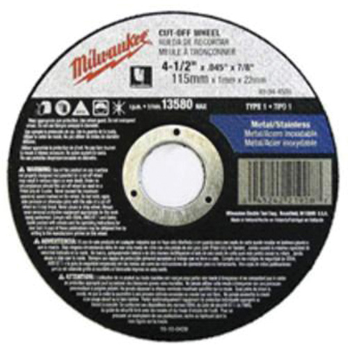 Depressed Centre Cut-Off Wheels, 5" x 0.045", 7/8" Arbor, Type 27, Aluminum Oxide, 13580 RPM NRZ Safety Inc.