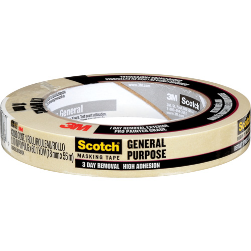 Scotch&reg; Contractor Grade Masking Tape 2020, 18 mm (3/4") x 55 m (180'), Beige NRZ Safety Inc.