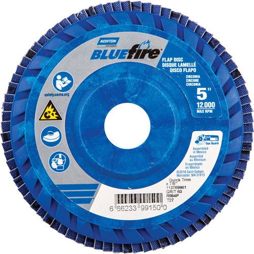 BlueFire R884P Coarse Grit Flap Disc, 5" x 7/8", Type 27, 60 Grit, Zirconia Alumina NRZ Safety Inc.
