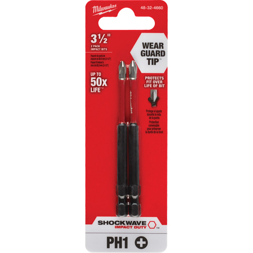 Embout de tournevis Shockwave Impact Duty, Phillips, Embout #1, Prise 1/4", Longueur 3-1/2" NRZ Safety Inc.