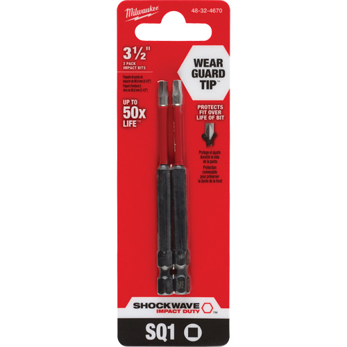 Embout de tournevis Shockwave Impact Duty, Carr&eacute;e, Embout #1, Prise 1/4", Longueur 3-1/2" NRZ Safety Inc.