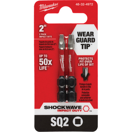 Shockwave Impact Duty Screwdriver Bit, Square, #2, 1/4" Drive NRZ Safety Inc.