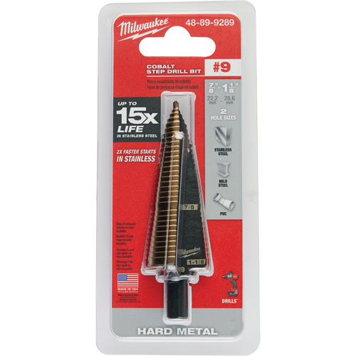 Foret &eacute;tag&eacute;, 7/8"/#9 - #9/1-1/8", Incr&eacute;ments de 1/32", Acier rapide au cobalt NRZ Safety Inc.