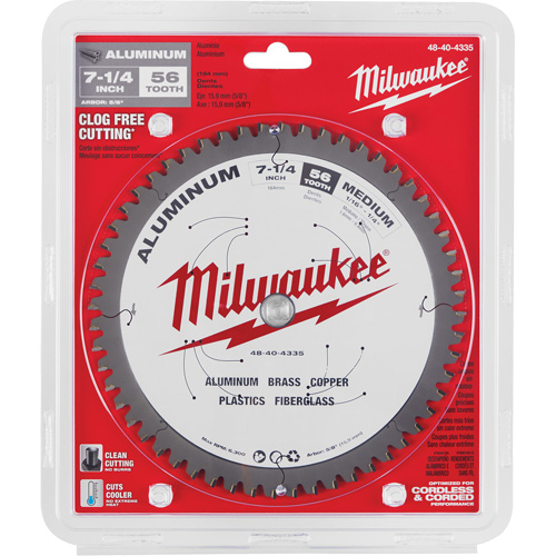 Lame de scie circulaire pour la coupe d'aluminium, 7-1/4", 56 dents, Pour Plastique/Fibre de verre/Non ferre NRZ Safety Inc.