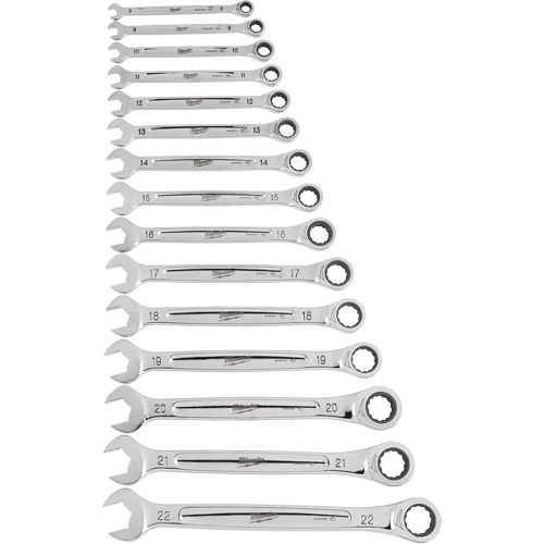 Ratcheting Wrench Set, Combination, 15 Pieces, Metric NRZ Safety Inc.
