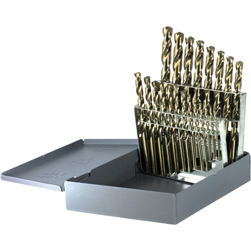 Drillco&reg; Heavy-Duty Jobber Length Drill Bit Set, 21 Pieces, Cobalt NRZ Safety Inc.