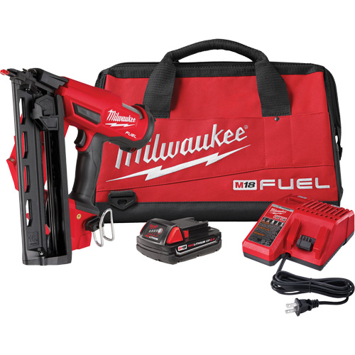 M18 Fuel 16 Gauge Angled Finish Nailer Kit, 18 V, Lithium-Ion NRZ Safety Inc.
