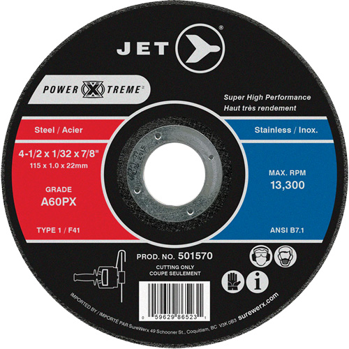 A60PX Power-Xtreme Cut-Off Wheel, 4-1/2" x 1/32", 7/8" Arbor, Type 1, 13300 RPM NRZ Safety Inc.