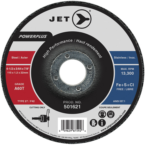 Meule &agrave; tronçonner PowerPlus A60T, 4-1/2" x 3/64", Arbre de 7/8", Type 27, 13 300 Tr/min NRZ Safety Inc.
