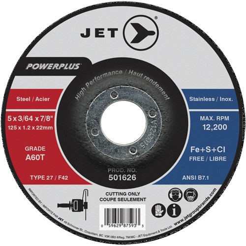 Meule &agrave; tronçonner PowerPlus A60T, 5" x 3/64", Arbre de 7/8", Type 27, 12 200 Tr/min NRZ Safety Inc.