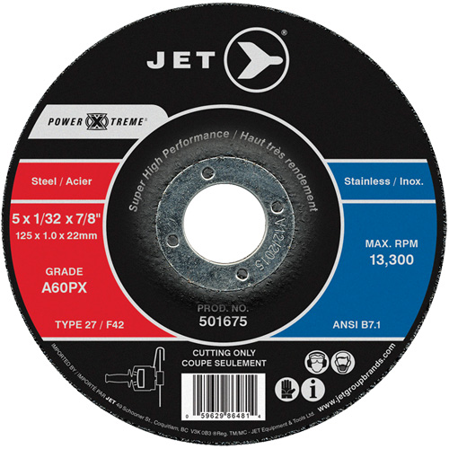 Meule &agrave; tronçonner Power-Xtreme A60PX, 4-1/2" x 3/64", Arbre de 7/8", Type 27, 13 300 Tr/min NRZ Safety Inc.