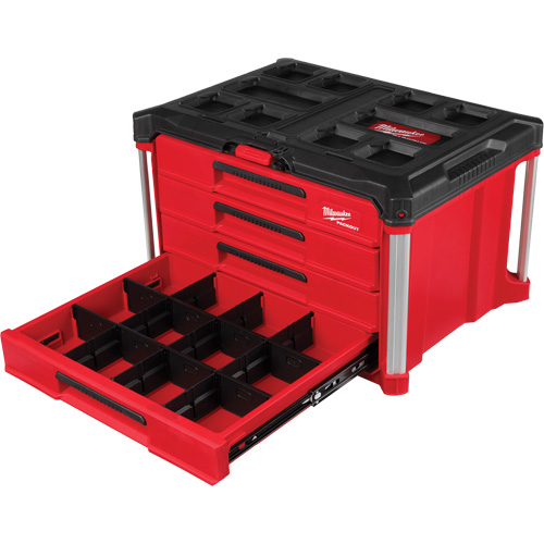 PackOut 4-Drawer Tool Box, 16-3/10" x 22-1/5" x 14-3/10", Red NRZ Safety Inc.