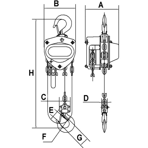 KCH Series Chain Hoists, 20' Lift, 2200 lbs. (1 tons) Capacity, Alloy Steel Chain NRZ Safety Inc.