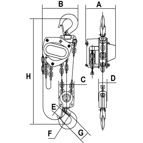 KCH Series Chain Hoists, 20' Lift, 6600 lbs. (3 tons) Capacity, Alloy Steel Chain NRZ Safety Inc.