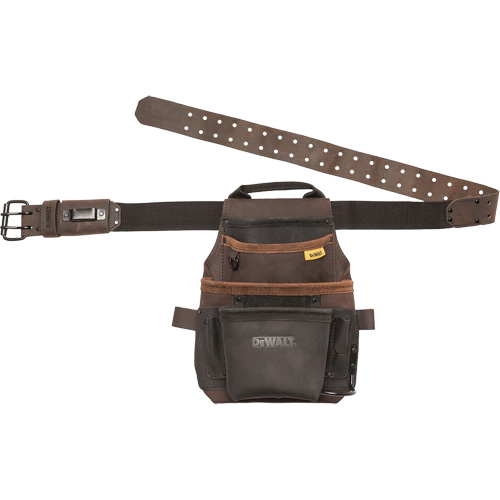 Tool Pouch & Belt, Multiple Tool Holder, Leather, 12 Pockets NRZ Safety Inc.