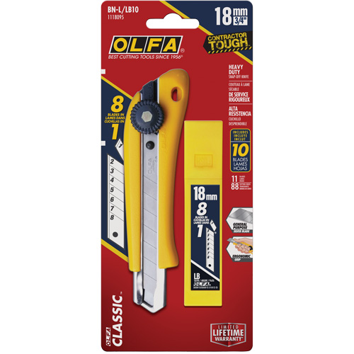 Couteau utilitaire robuste avec lames de rechange, 18 mm, Lame Acier inoxydable NRZ Safety Inc.