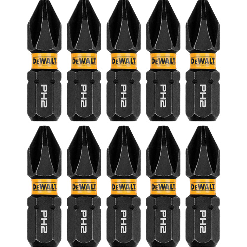 10-Piece FLEXTORQ&reg; Impact Driver Bit Set, Phillips, #2 Tip, 1/4" Drive Size, 1" Length NRZ Safety Inc.