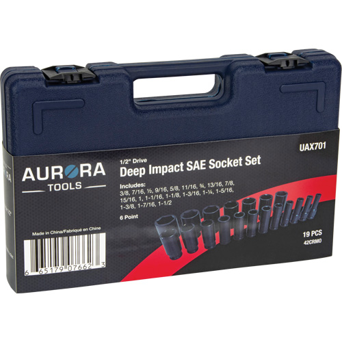 SAE Socket Set, 19 Pcs, Impact, 1/2" Drive Size, Deep NRZ Safety Inc.