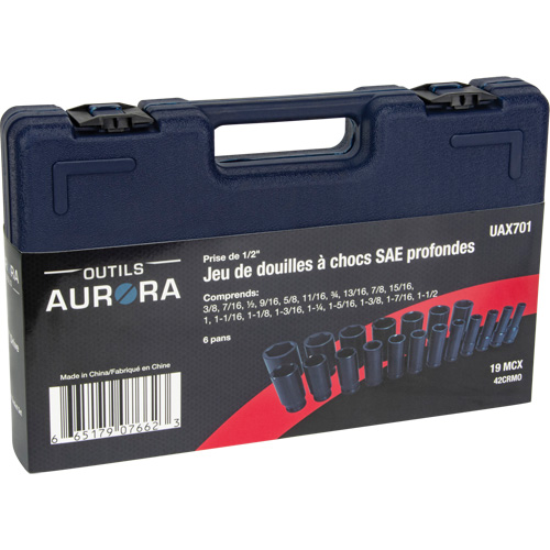 SAE Socket Set, 19 Pcs, Impact, 1/2" Drive Size, Deep NRZ Safety Inc.