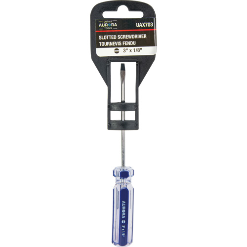 Blue Transparent Striped Slotted Screwdriver, 1/8" Tip, Round, Plastic Handle NRZ Safety Inc.