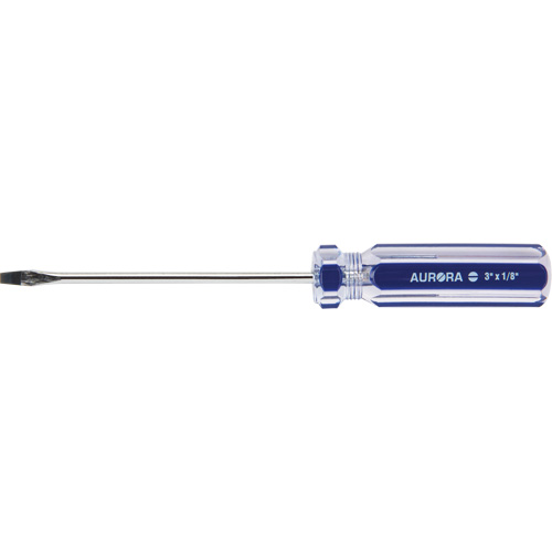 Blue Transparent Striped Slotted Screwdriver, 1/8" Tip, Round, Plastic Handle NRZ Safety Inc.