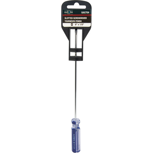 Tournevis &agrave; fente bleu transparent avec bandes, Tige de 1/8", Ronde, Prise en Plastique NRZ Safety Inc.