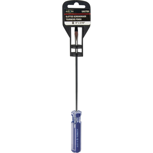 Tournevis &agrave; fente bleu transparent avec bandes, Tige de 3/16", Ronde, Prise en Plastique NRZ Safety Inc.