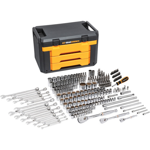 Jeu d'outils pour m&eacute;canicien &agrave; 12 pans dans boîte de rangement &agrave; trois tiroirs NRZ Safety Inc.