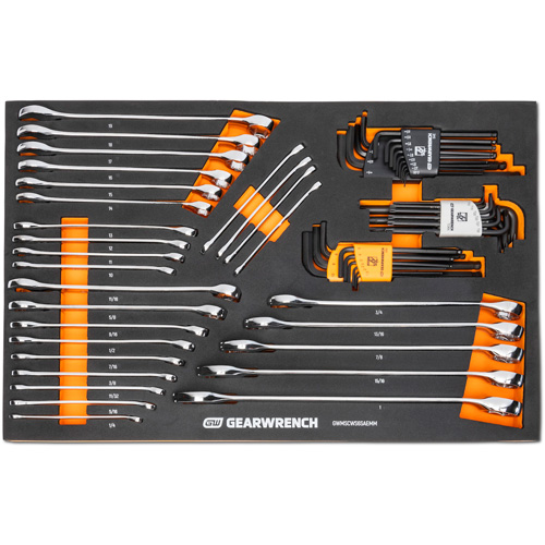 Jeu de cl&eacute;s mixtes et hex &agrave; 6 pans dans un plateau de rangement en mousse NRZ Safety Inc.