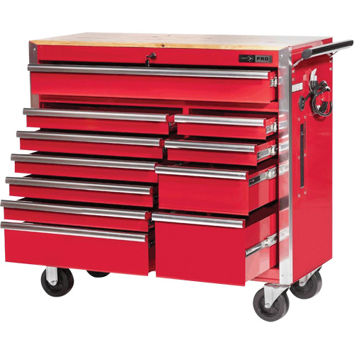 PRC4211 Pro Series Roller Cabinet, 11 Drawers, 42" W x 18" D x Red NRZ Safety Inc.