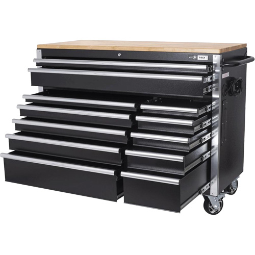 HDRC5212 HD Series Roller Cabinet, 12 Drawers, 51-1/4" W x 21" D x 40-3/10" H, Black NRZ Safety Inc.
