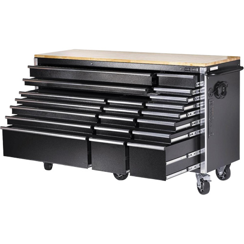 HDRC7220 HD Series Roller Cabinet, 20 Drawers, 72" W x 24" D x 42-3/10" H, Black NRZ Safety Inc.
