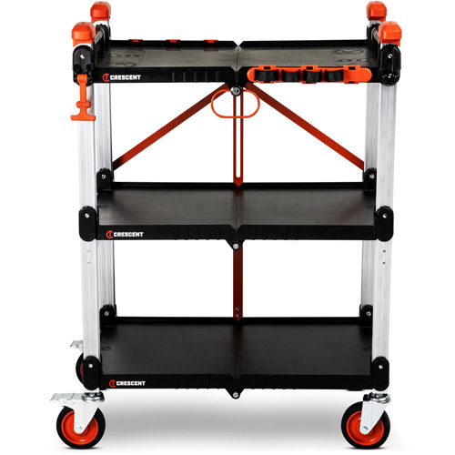 SITERUNNER 3-Shelf Folding Jobsite Cart, 30-3/5" L x 20" W x 42-1/2" H, Black NRZ Safety Inc.