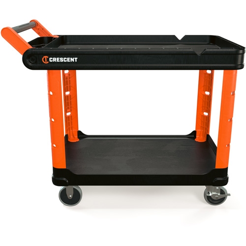 RAILWORKS 2-Shelf Industrial Utility Cart with 5" Hard Casters, 47" L x 24-1/2" W x 34" H, Black/Orange NRZ Safety Inc.