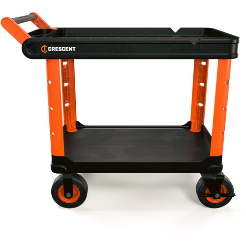 Chariot utilitaire industriel &agrave; 2 tablettes RAILWORKS avec roulettes de 8", 47" lo x 24-1/2" la x 37-4/5" h, Noir/Orange NRZ Safety Inc.