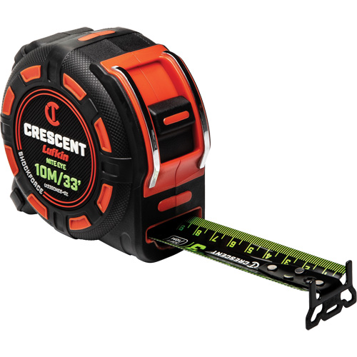 Shockforce NITE EYE Tape Measure, 1-1/4" x 35'/10 m, Metric/SAE Graduations NRZ Safety Inc.