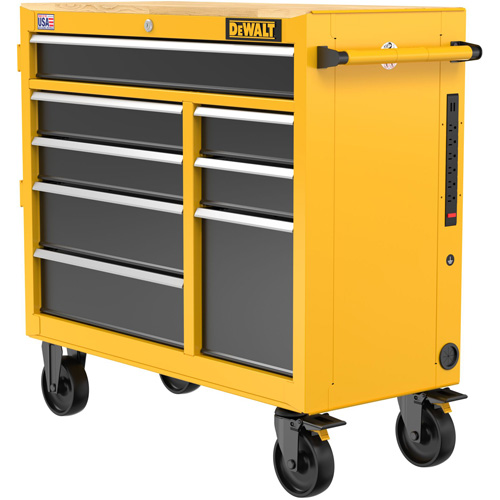 Postes de travail industriel mobile, 8 tiroirs, 40" la x Jaune NRZ Safety Inc.