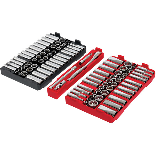 Jeu de cliquets et douilles m&eacute;triques/SAE avec organisateur PACKOUT &agrave; profil bas, 98 Mcx, Prise de 3/8" NRZ Safety Inc.