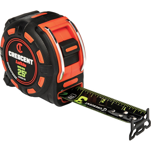 SHOCKFORCE NITE EYE Tape Measure, 1-1/4" x 25', Imperial Graduations NRZ Safety Inc.