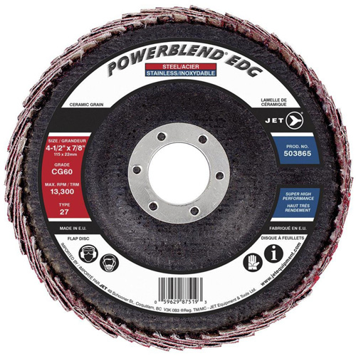 POWERBLEND EDG Flap Disc, 4-1/2" x 7/8", Type 27, CG60 Grit, Ceramic NRZ Safety Inc.